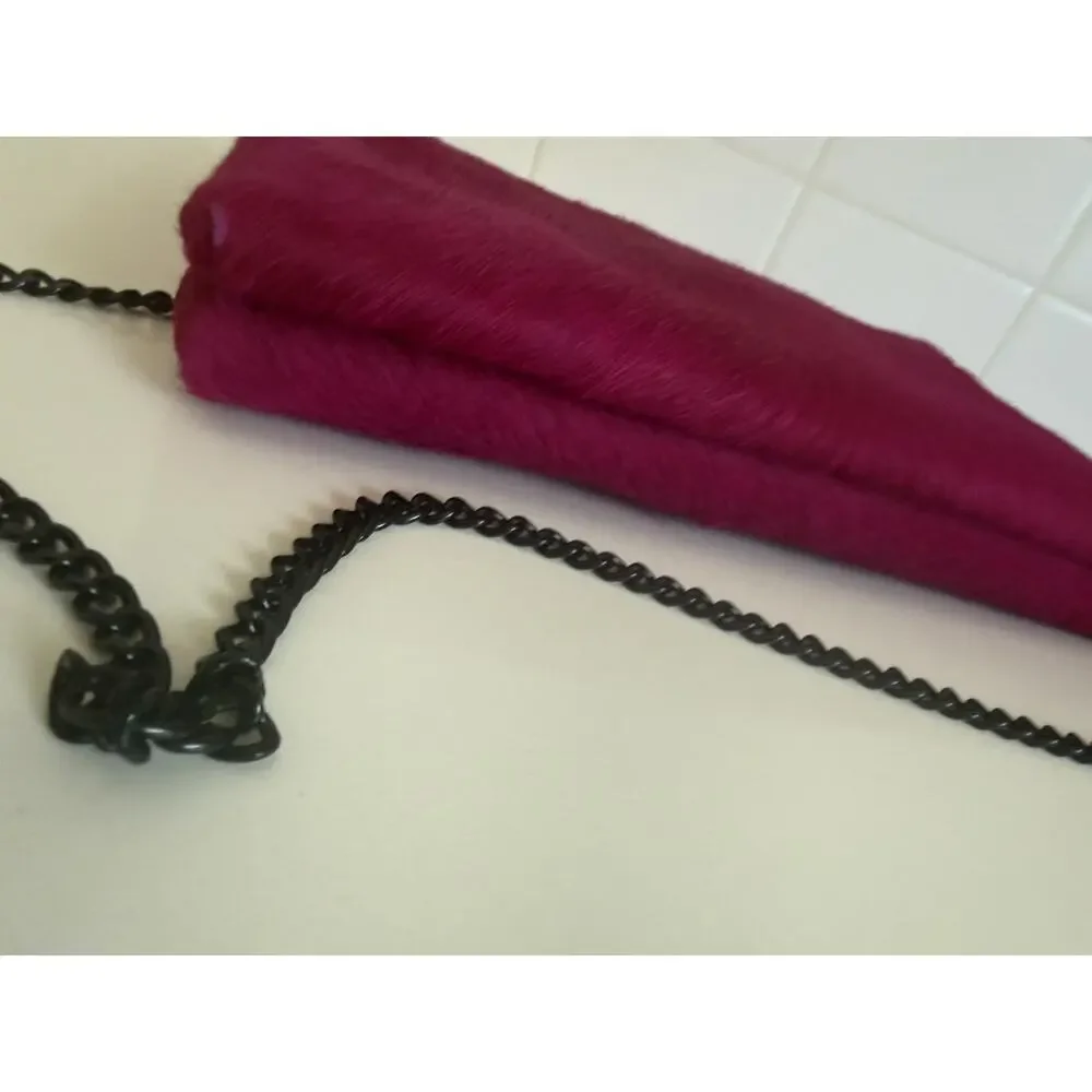 Loeffler Randall Magenta Fuchsia Clutch Crossbody Shoulder Bag Calf Hair